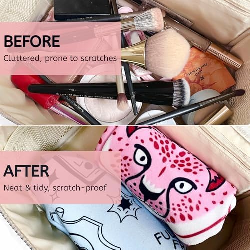 Self-Adhesive Magic Cloth Makeup Bag & Multi-Use Organizer|17.7"x17.7" Portable Travel Cosmetic Bag, Camera Lens Protector, Laptop Sleeve|Beauty Cuties Design Reusable Washable Storage Wrap - Image 3