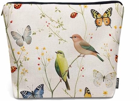 Birds Cosmetic Bags For Women, Nature Birds Butterfly Flowers Roomy Makeup Bag Toiletry Bag Accessories Organizer Storage Bags Makeup Pouch For Travel Business Gym Camping Bathroom by Unknown