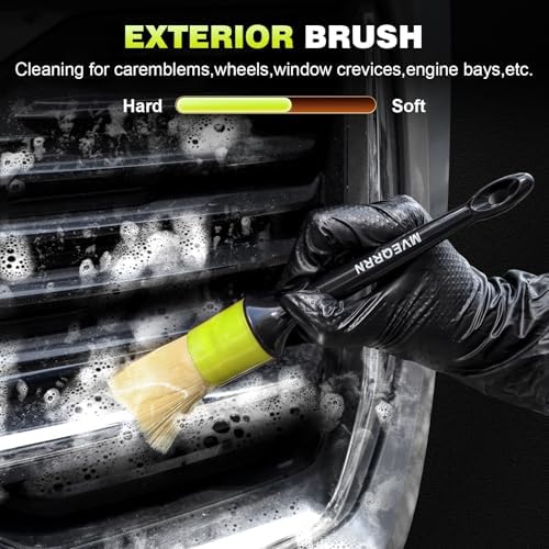 MVEQRRN 7PCS Car Detailing Brush Set,Boars Hair Detail Brush kit(Green) - Image 5
