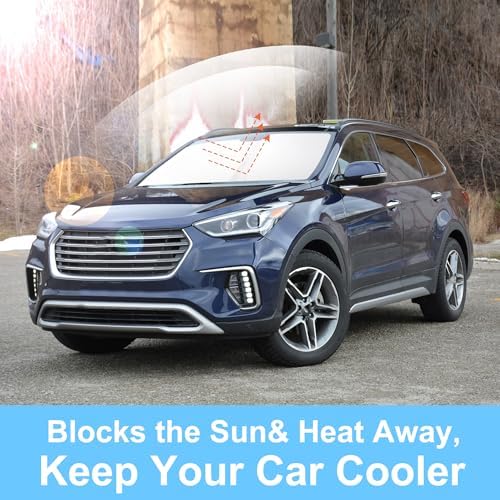 TINGLU Sun Shade for Hyundai Santa Fe 2013-2018 Accessories Windshield Sun Shade Window Shade UV Rays Protection Sun Visor Cover with Steering Wheel Sunshade Storage Bag - Image 5