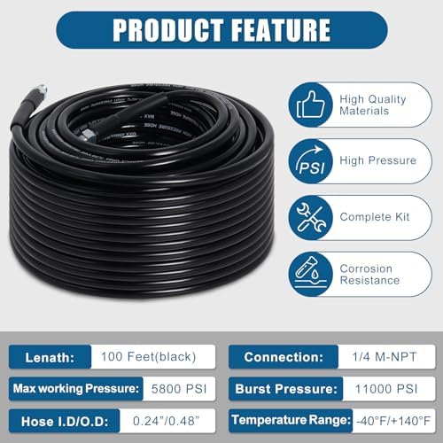 100FT Sewer Jetter Kit for Pressure Washer 5800PSI Drain Cleaner - Image 6