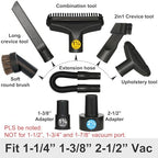 Shop Vac Vacuum Attachments with Extension Hose Dusting Brush Crevice Tool Nozzle Multi-Tools for 1-1/4" 1-3/8" 2-1/2" Shopvac Wet Dry Vacuum Cleaner (Car Detailing Kit Interior A) - Image 3
