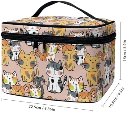 Kawaii Cat Makeup Bag Cosmetic Travel Pouch for Women Large Make Up Bags Portable Cosmetic Storage Bag with Handle Multi-functional Toiletry Bag - Image 4