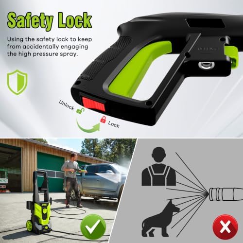 Pressure Washer, Portable Power Washer, 4 Quick Connect Nozzles, High Pressure Cleaning Machine for Car Fence Driveway Patio Washing and More(Light Green) - Image 5