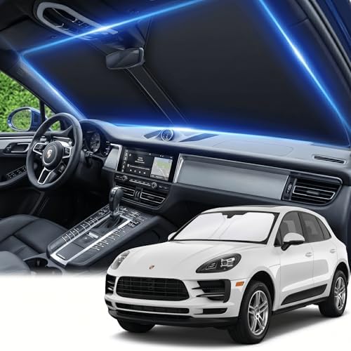 for Porsche Macan 2014-2024 2025 2026 Sun Shade Windshield Front Window Shade Custom Fit Macan Accessories Sun Visor for Car Foldable Shade Blocks UV Rays by AuyNeas