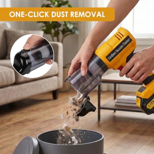 DTEZTECH Cordless Vacuum Cleaner for Dewalt 20V Battery, Electric Handheld Vacuum Cleaner with 105AW Powerful Suction, Portable Vacuum Cleaner for Floor, Carpet, Car, Pet, Home (Battery Not Included) - Image 7