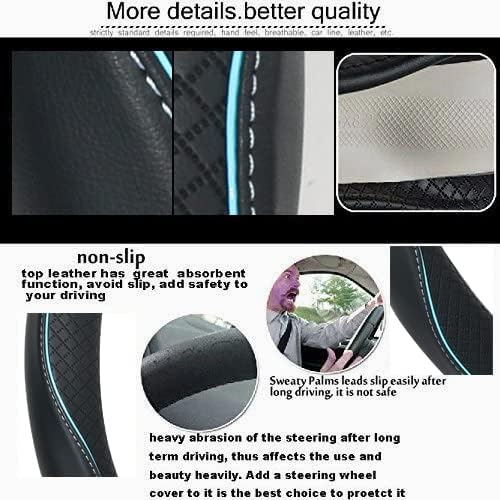 Car Steering Wheel Cover,Anti-Slip, Safety, Soft, Breathable,Heavy Duty, Thick,Full Surround,Sports Style (Black with Light Blue Line) - Image 5