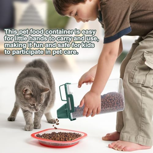 TBMax Rice Storage Container 3 to 5 Lbs - Small Pet Dog Cat Food Container Dispenser with Easy Pouring Spout & Cup, Portable Cereal Container for Small Spaces, Travel, or Daily Use -Dark Green - Image 5