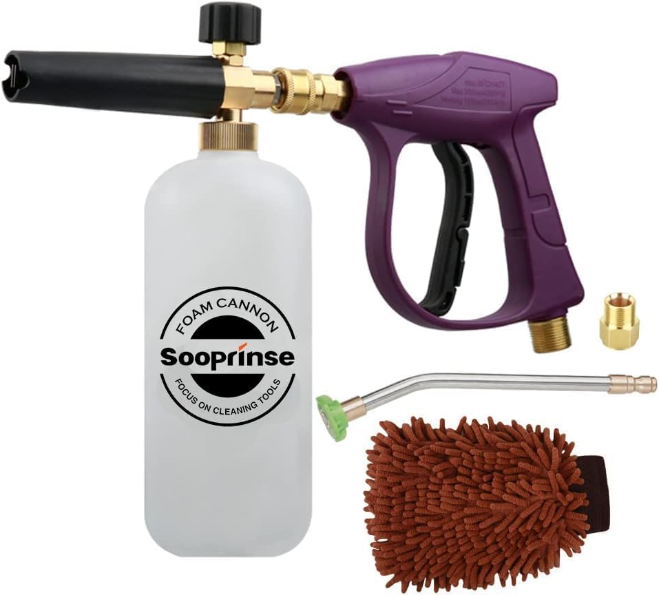Sooprinse Foam Cannon Snow Foam Lance Nozzle Pressure Washer Jet Wash，Foam cannon lance kit with Pressure Washer Spray Gun,30 Degree Gutter Cleaner Wand with Nozzle Tip Attachment - Image 2