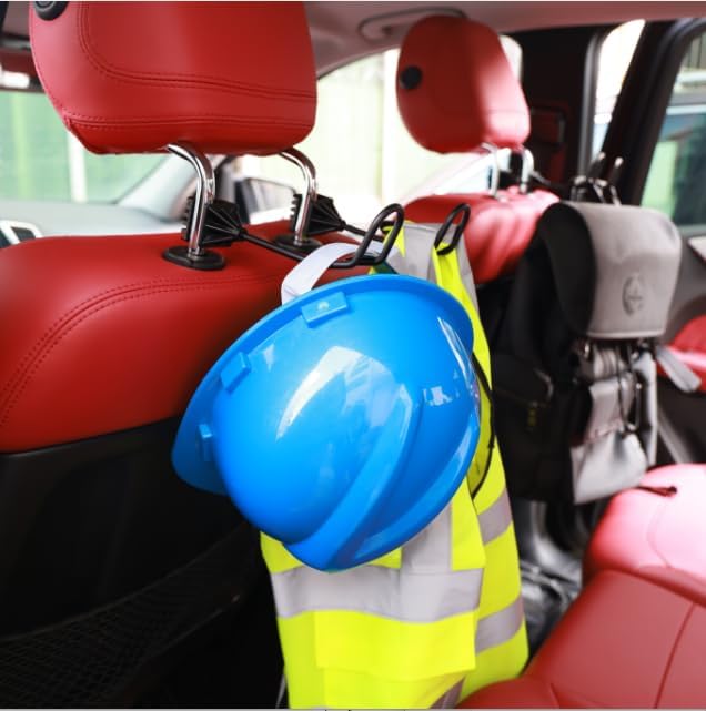 GODLIY Hard Hat Holder for Truck, Heavy-Duty Metal Car Headrest Hooks 2PCS | Work Truck Accessories for Hard Hat , Safety Vest & Tool Bag , Car Helmet Organizer | Hard Hat Accessories - Image 3