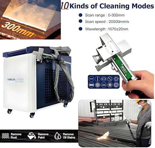 US STOCK 1200w Laser Cleaning Machine Double Wobble 10 Cleaning Modes up to 300mm Handheld Laser Cleaner Machine Remover for Metal Rust Paint Oil Dirt Stains Coating (220V) - Image 5