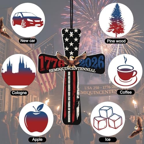 Fumete 24 Pcs America Flag Cross Car Air Fresheners Patriot Day Gift Bulk - Image 3