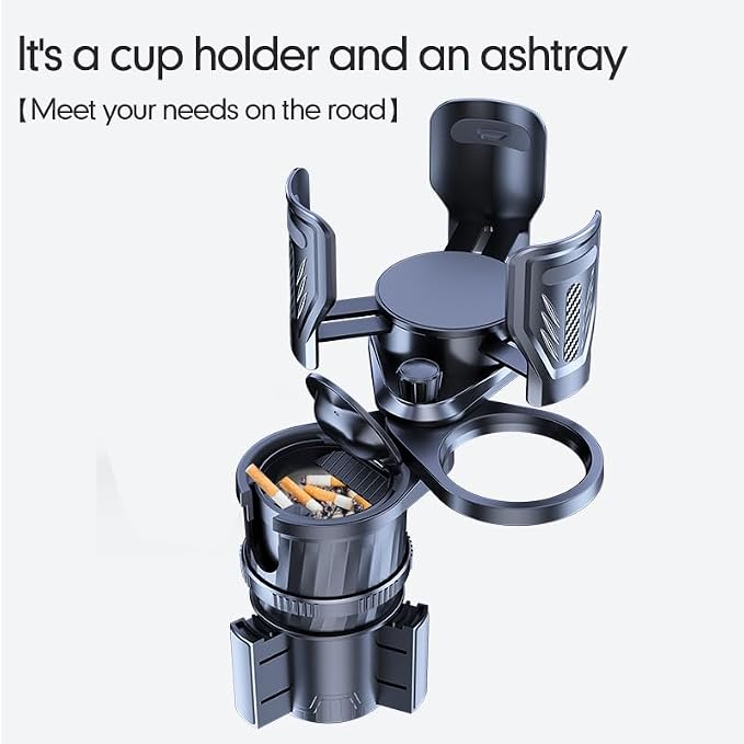 4 in 1 Upgrade Cup Holder Expander, Multifunctional Cup Holder for Car with Lock, 360° Rotating Cupholder Expander with Ashtrays & Adjustable Base, Expandable Cup Holder for Large Bottles Drinks Mugs - Image 6