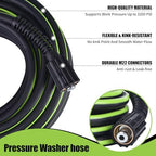 Pressure Washer Hose 1/4" × 50FT - 3200 PSI Heavy Duty Power Washer Hose Replacement with M22-14mm Aluminum Fittings, Flexible Kink-Resistant Hose for M22-14mm Compatible Pressure Washers - Image 7