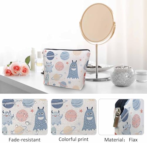 Woman Makeup Bag Galaxy, Cosmic Aliens Planets Stars Galaxy Space Makeup Bags Travel Cosmetic Bags Toiletry Makeup Organizer Pencil Pouch Make Up Cosmetic Bag For Owners Lady Birthday Gifts - Image 5