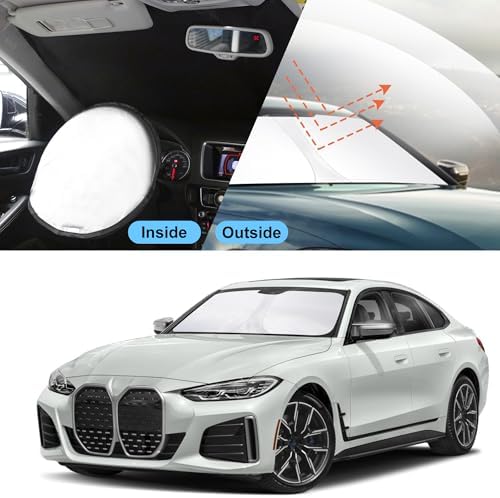TINGLU Sun Shade for BMW i4 M50 2022-2024 2025 Accessories Windshield Sun Shade Window Shade UV Rays Protection Sun Visor Cover with Steering Wheel Sunshade Storage Bag - Image 6