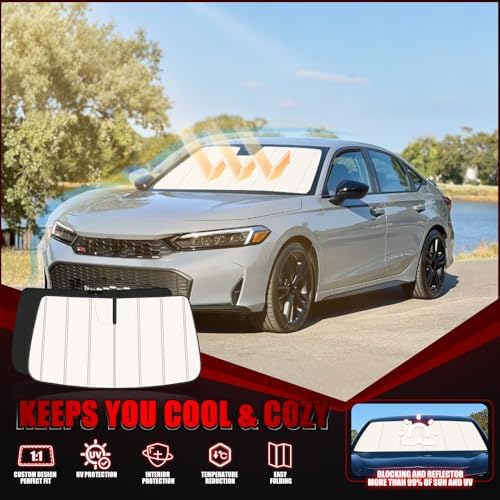 Windshield Sun Shade for Hon-da Civic 2022-2026, Accordion Folding Design - Image 2