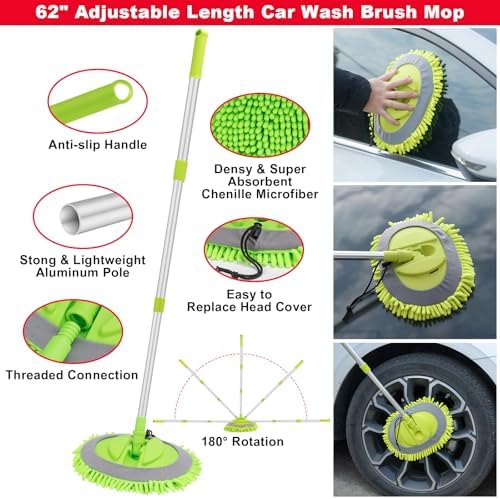 40Pcs Car Wash Cleaning Kit with Foam Gun Sprayer Detailing Brushes Wash Mop Windshield Cleaning Tool Tire Brush Towels Complete Interior Exterior Detailing Set for Car - Image 3