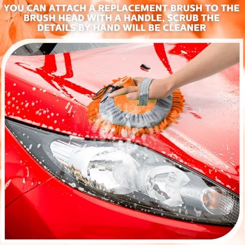 Layhit 5 Pcs Car Wash Mitt Set, Brush Not Included, Orange - Image 5