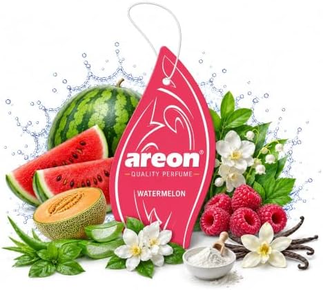 AREON MON MA28 Hanging Best Car Air Freshener Watermelon Scent, Paper Hanging Ornaments, Long Lasting Scent for Car or Home 12 Pack by AREON