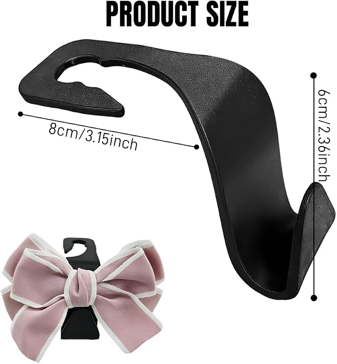 2PCS Car Seat Headrest Hooks, Car Purse Hook, Cute Bow Knot Vehicle Seatback Hanging Storage Organizer, Auto Seatback Decor Organizer Hanger for SUV Truck (Pink) - Image 2