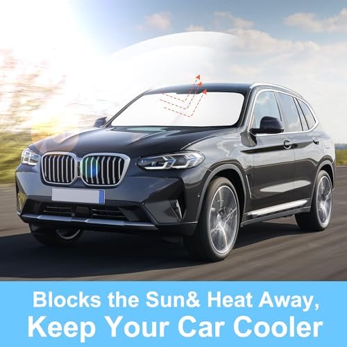 TINGLU Sun Shade for BMW X3 2018-2025 2026 Accessories Windshield Sun Shade Window Shade UV Rays Protection Sun Visor Cover with Steering Wheel Sunshade Storage Bag - Image 5