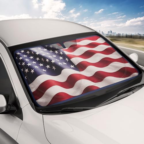 Motor Trend USA Americana Flag Car Windshield Sun Shade for Front Window, Foldable Car Sun Shade with Patriotic Graphic, Collapsible Sun Visor Sunshade for Cars Windshield (Medium 65" x 33") - Image 3