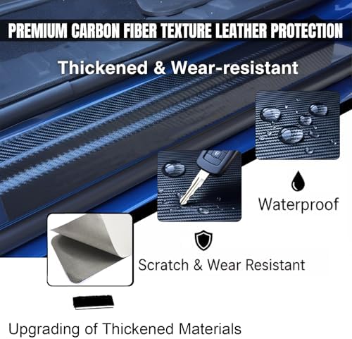 Car Door Sill Protectors for Ford F-250 F250 Super Duty 2000-2026 Accessories, Thick Carbon Fiber Door Sill Scuff Plate Cover, Anti-Scratch Door Entry Guard Decorative Stickers (NO Text, Fit for F250) - Image 4