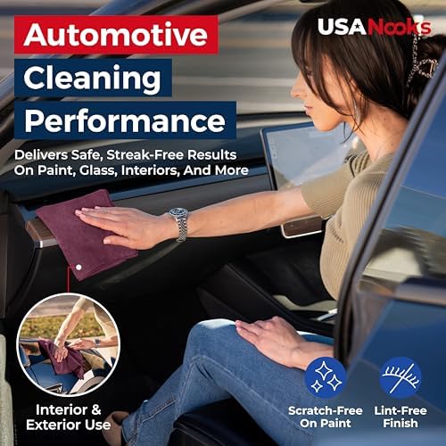 USANOOKS Premium 300GSM Microfiber Cleaning Cloth - 12.5"x12.5" High Performance - 1200 Washes, Ultra Absorbent Microfiber Towels for Cars Undercarriage, Rims & Engine Bay Cleaning - Microfiber Cloth - Image 5