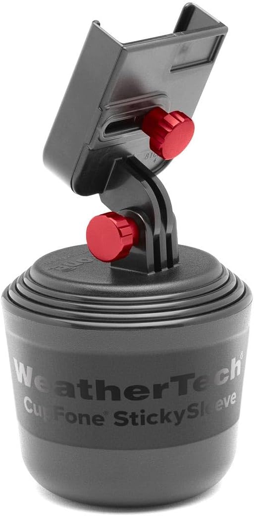 WeatherTech CupFone, Universal Cup Holder Phone Mount for Cars – Adjustable & Secure Fit, Hands-Free Phone Holder with Open Access for Charging – Compatible with iPhone, Android - Metal Knobs, Red by WeatherTech