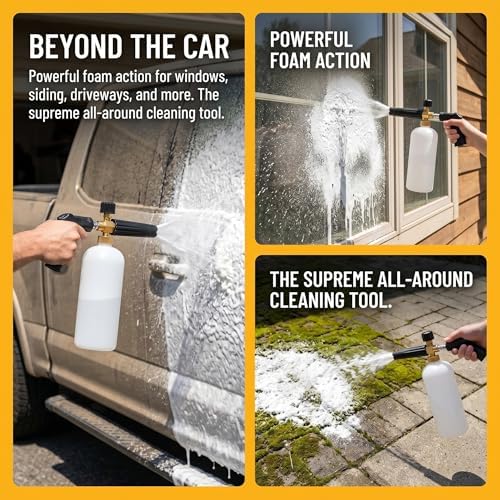 Fasmov Foam Cannon, Car Wash Pressure Washer Jet Wash 1/4" Quick Connector Adjustable Snow Foam Lance Foam Blaster, 1 Liter - Image 6