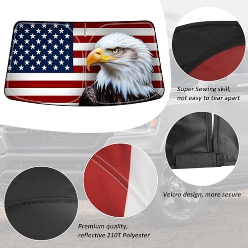 Bestview American Eagle Flag Windshield Sun Shade for 2010-2025 Dodge Ram 2500 3500,Custom Fit Foldable Front Window Sunshade Sun Visor Accessories Protector Block UV Rays Heat, Keep Your Car Cooler - Image 6