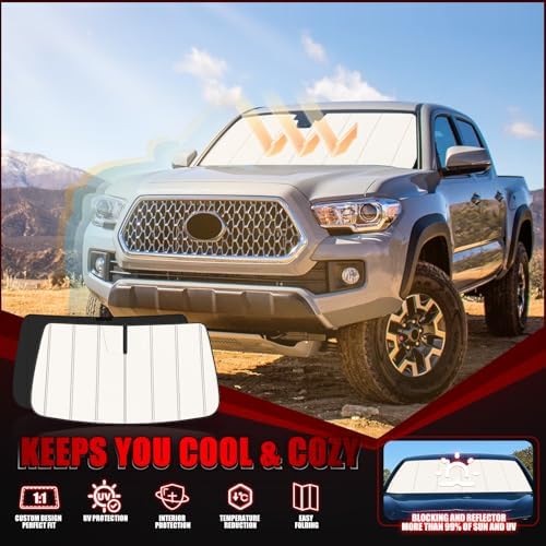 Windshield Sun Shade for Toyota Tacoma 2018-2023, Accordion Folding Design - Image 2