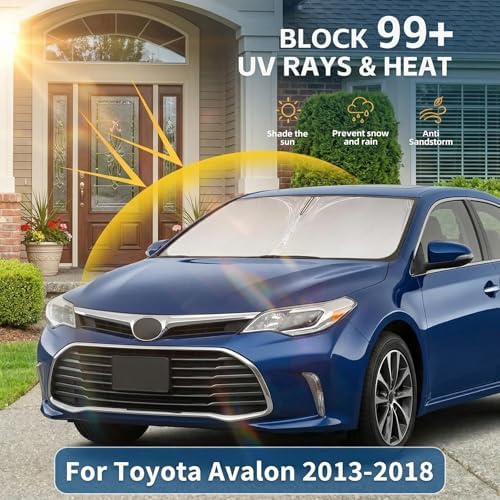 Windshield Sun Shade for Toyota Avalon 2013-2018 Sunshade Front Window Shade Custom Fit Avalon Accessories Sun Visor Foldable Shade Blocks UV Rays Accessories - Image 2