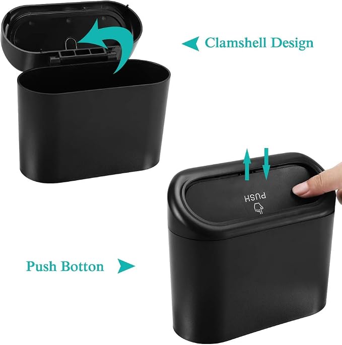 Accmor Car Trash Can with Lid, Mini Auto Dustbin Garbage Organizer Holder 2 Packs, Automotive Storage Container Bin with 60 Pcs Bags for Vehicle, Home, Office - Image 5