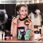 Black Cat Makeup Bag For Women, Adorable Cosmetic Bag Makeup Bags, Funny Kitten Cat Flowers Garden Zipper Bag Travel Bags Toiletry Organizers Pouch Bags Washing Bags For Gym Bathroom - Image 2