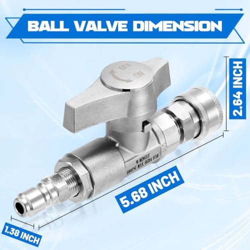 M MINGLE Ball Valve Pressure Washer, 3/8" Quick Connect Shut Off Valve - Image 2