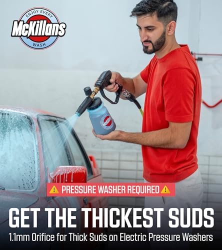 McKillans Pressure Washer Gun with Swivel & Foam Cannon Wide Mouth & M22-14mm Adapter - Adjustable Thick Foam - Power Washer Gun - 3/8" Male Plug & 1/4” Quick Connector Coupler - Image 2