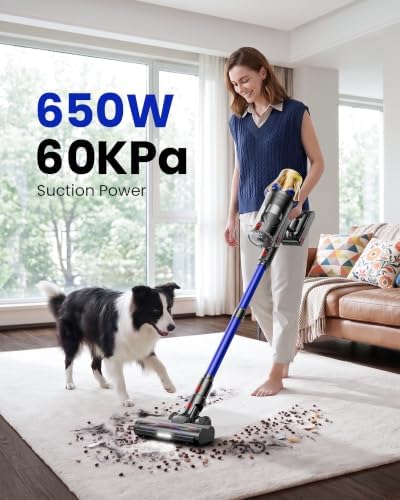 Cordless Vacuum Cleaner, Upgraded 650W 60KPA 70Mins Cordless Stick Vacuum Cleaner with Flexible Hose,Self-Standing,Touch Screen, Anti-tangle Wireless Vacumm Cleaners for Home/Pet Hair/Carpets/Floors - Image 2