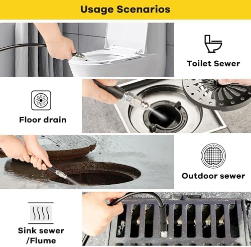 Pressure Washer Drain Jetter – Sewer Jetter Kit for Pressure Washer 50ft 1/4 Inch NPT Hose Nozzles and Adapter 5800PSI Clears Clogs in Pipes & Sewer Lines - Image 5