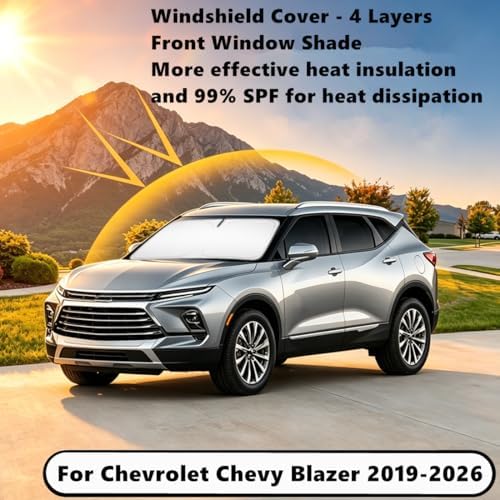 Windshield Sun Shade for Chevrolet Chevy Blazer 2019-2026 Compatible Accessories Double Layers Design Foldable Sunblocker Protects from Sun Rays & Heat Damage Keep Your Car Cooler - Image 2