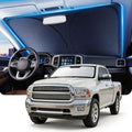DMJN Front Windshield Sun Shade for Dodge RAM (2019-2026), [Nano Ice-Crystal Coatings] UPF50+ Heat & UV Block, Protect Car Interior & Keep Cool, Flodable Steel-Ring Car Cover for Summer by DMJN