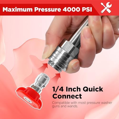 Pressure Washer Tips, 0° Red Nozzle 7 Pack for Cars/Driveways/Patios - Image 3