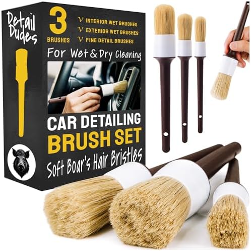 Car Detailing Brush Set 3-pc, Car Detailing Kit Interior by Detail Dudes by DetailDudes
