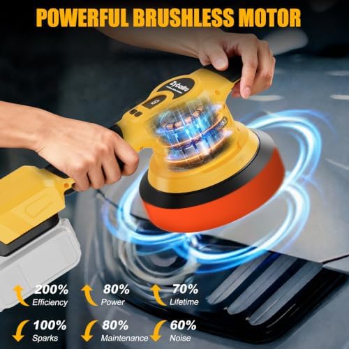 20V Brushless 6-Inch Random Orbital Cordless Buffer Polisher Kit - Image 3