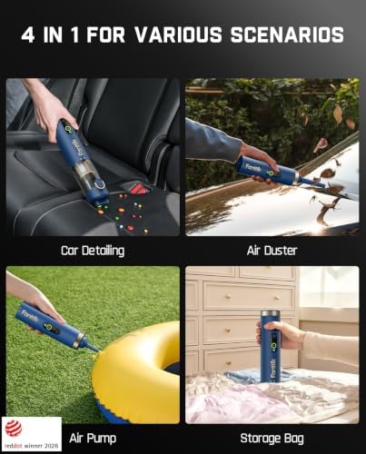 Fanttik Slim V10 APEX Cordless Car Vacuum, 4-in-1 Portable Mini Handheld Vac, Upgraded Smart Digital Display, 19kPa Suction Power, 2 Suction Modes for Small Jobs, Car, Office Desk, Keyboards (Blue) - Image 3