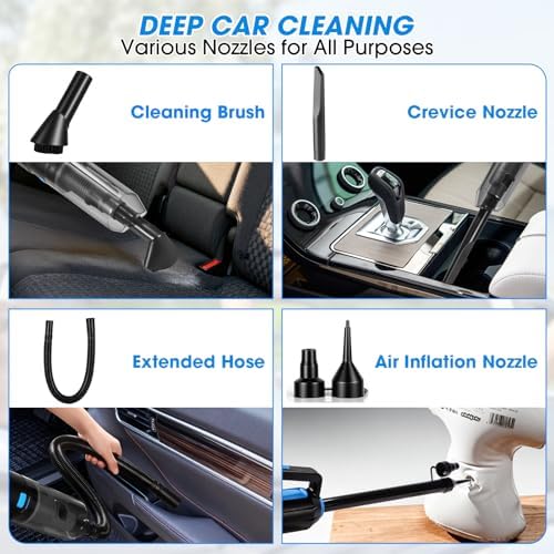 25PCS Car Cleaning Kit, Car Detailing Kit Interior with High Power Handheld Vacuum Cleaner, Windshield Cleaner, Cleaning Gel, Professional Auto Accessories for Men, Women - Image 4