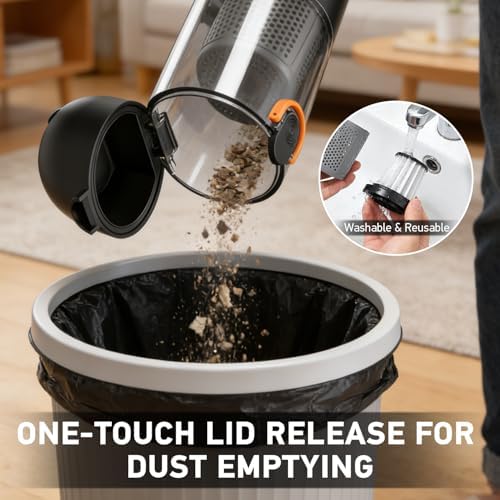 Car Vacuum Portable Cordless,18000Pa 4in1 Portable Handheld Cleaner Vacuum &Air Duster 2 Suction Modes Power Blowing&Inflating, Brushless Motor Vacuum with Multi Nozzles for Car,Keyboards, Office,Pet - Image 6