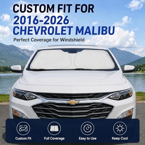 Custom Fit Windshield Sun Shade for Chevy Chevrolet Malibu 2016-2026 - Image 2