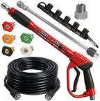 Hourleey Pressure Washer Gun and Hose Kit, 50 FT Kink Resistant Power Washer Hose and Replacement Wand Extension, 5 Nozzle Tips, M22-14 Fitting, 3600 PSI by Hourleey
